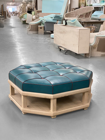 Green leather ottoman-210-xxx